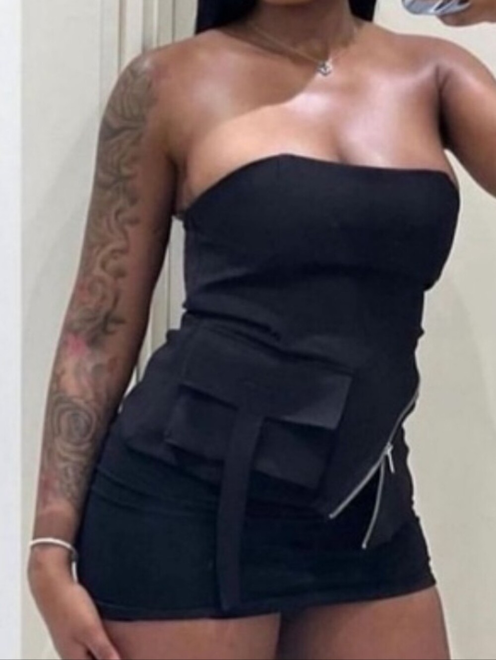 Zara Strapless Zipper Bustier Top Sizr S